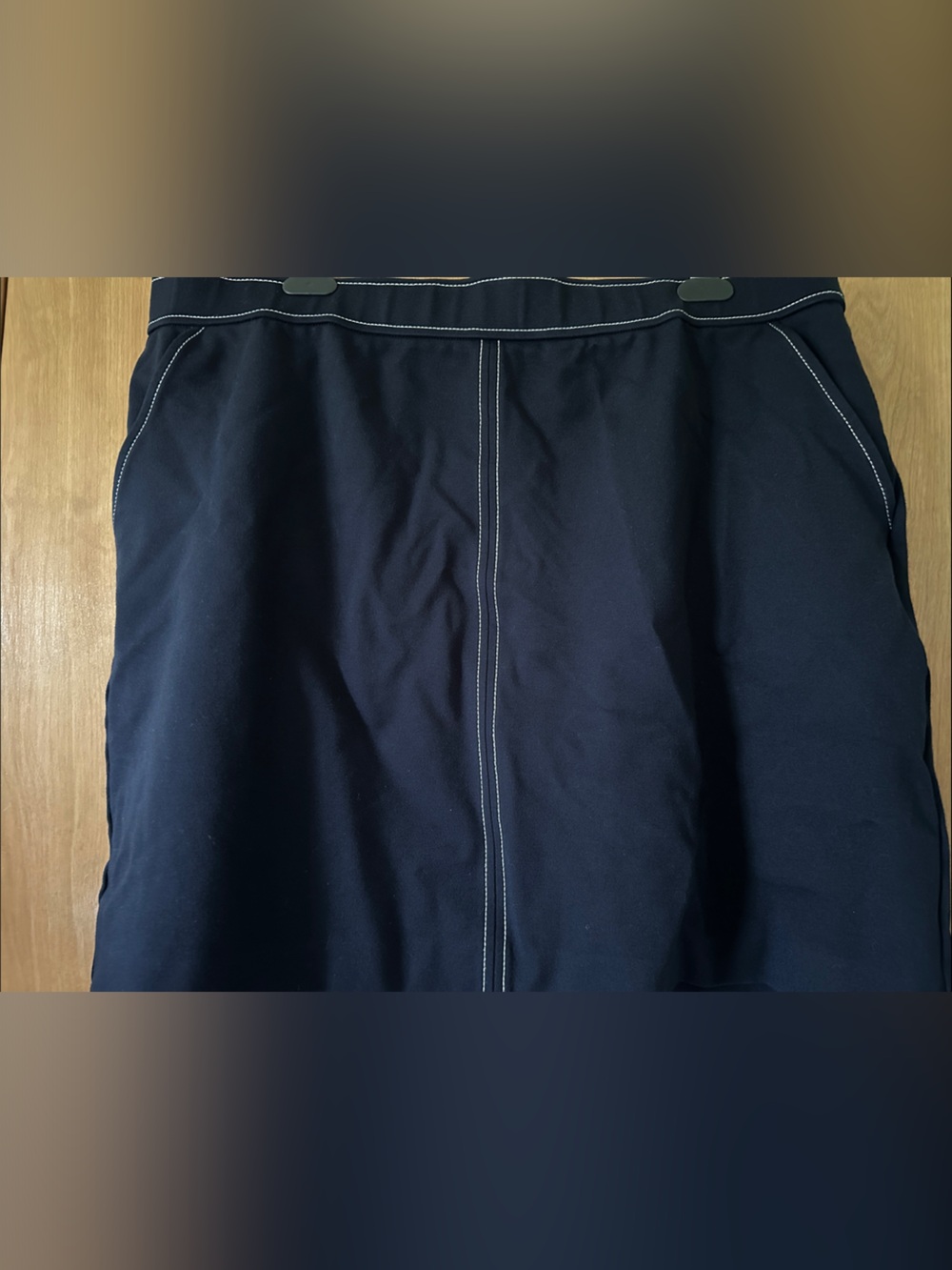 LOFT Navy Mini Skirt with Contrast Stitching